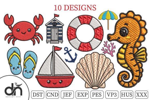 10 Cute Mini Beach Sea Embroidery Pack Review