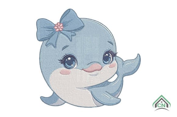 Cute Baby Dolphin with Bow Embroidery Review