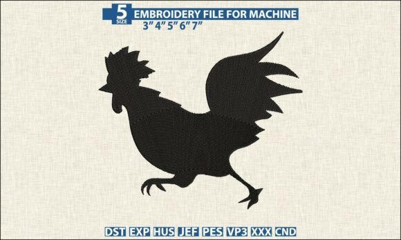 Rooster Machine Embroidery DST PES File Review